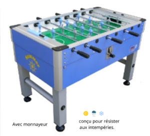 Baby foot Roberto Sport avec monnayeur modèle SUMMER COVER International. Baby foot d'extérieur. Sud Automatic