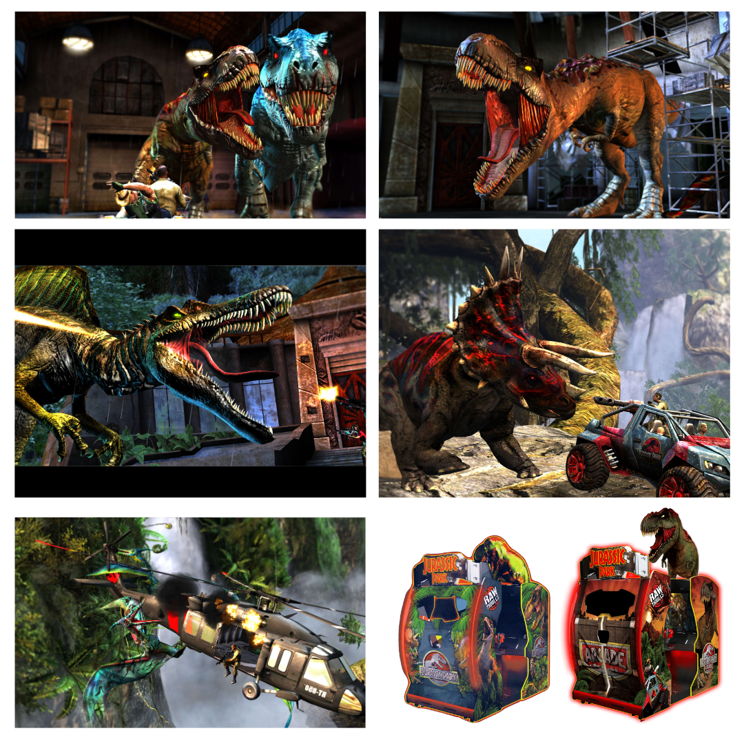 "Équipée d'un écran géant de 55 pouces et de superbes LED dynamiques, la borne Jurassic Park Arcade Raw Thrills garantit une immersion totale dans vos espaces de loisirs."