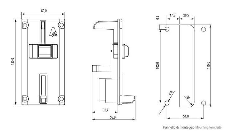 Façade monnayeur longue Alberici série S et K 66mm x 158 mm – Image 2