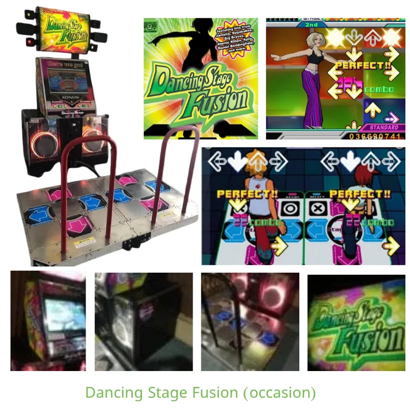 Affrontez vos amis sur les pistes lumineuses et enflammez votre salle de jeux avec la borne musicale Dancing Stage Fusion ! »