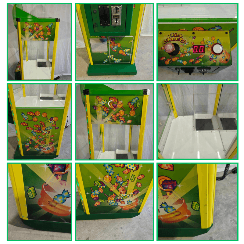 Grue Tommy Bear Thing Sweets d'occasion couleur vert pour bonbon. grue foraine
