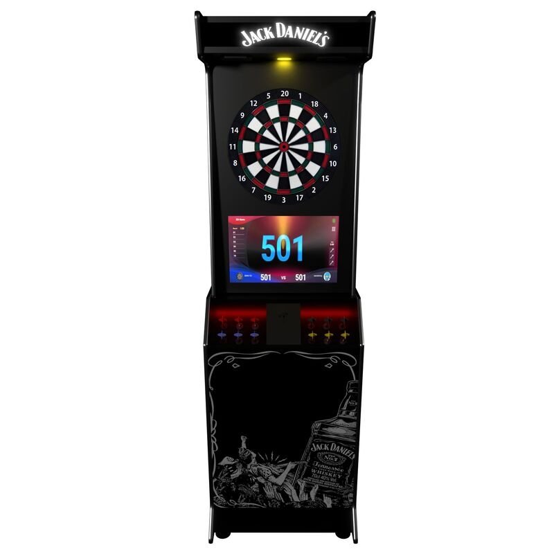 Borne de fléchettes de salon connectée Jack Daniel's Noir avec cible DASH Sud Automatic HERAULT