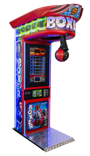 « Cette machine à coup de poing Boxer Super Hero Rouge Kalkomat associe un graphisme style comics percutant, une robustesse professionnelle et des modes de jeu multiples pour dynamiser toutes vos salles d'arcade. »