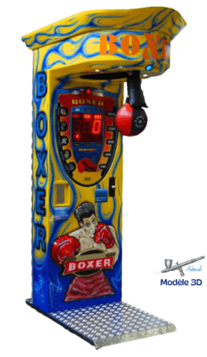 Boxer de chez Kalkomat modèle 3D bleu peinture réalisée a la main avec un airbrush.